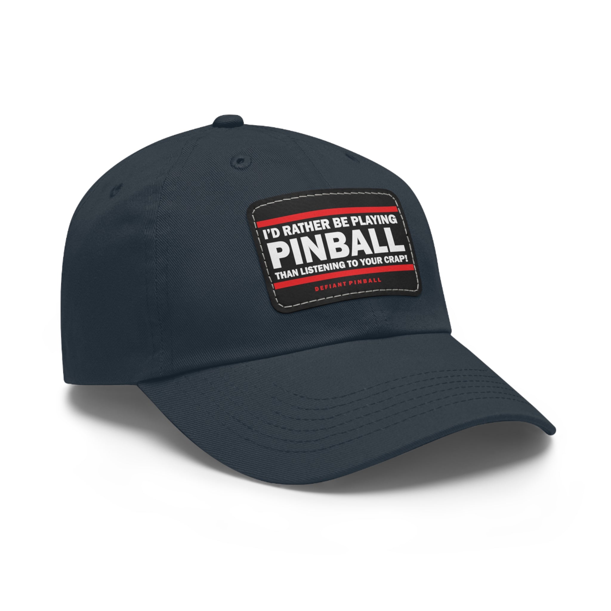 I'D RATHER BE PLAYING - Dad Hat with Leather Patch (Rectangle)