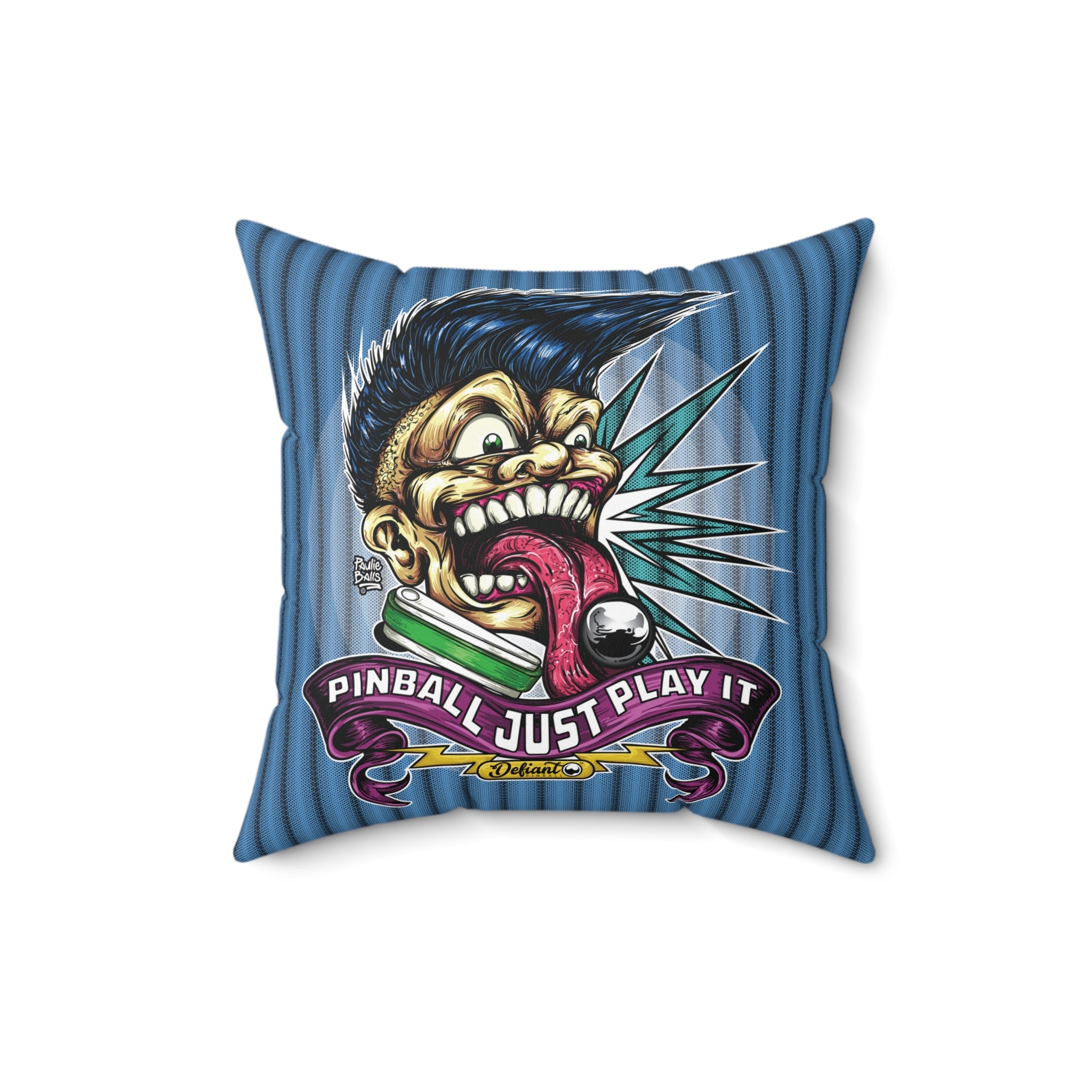 PINBALL JUST PLAY IT (Tongue Version) -  Spun Polyester Square Pillow
