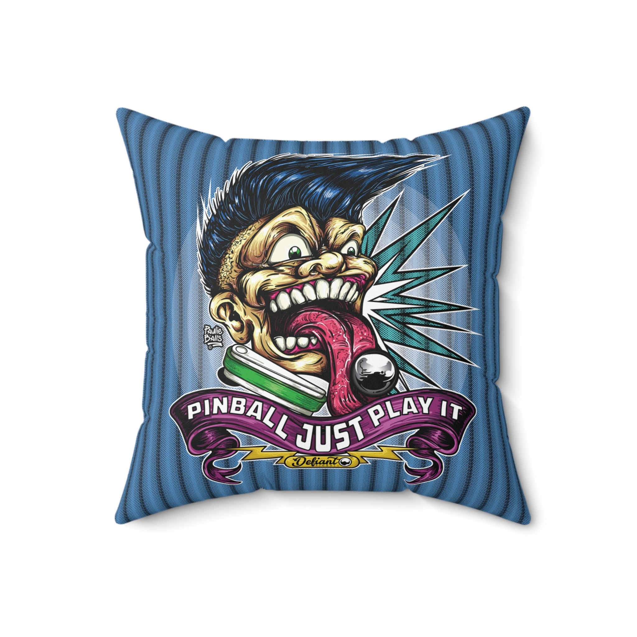 PINBALL JUST PLAY IT (Tongue Version) -  Spun Polyester Square Pillow