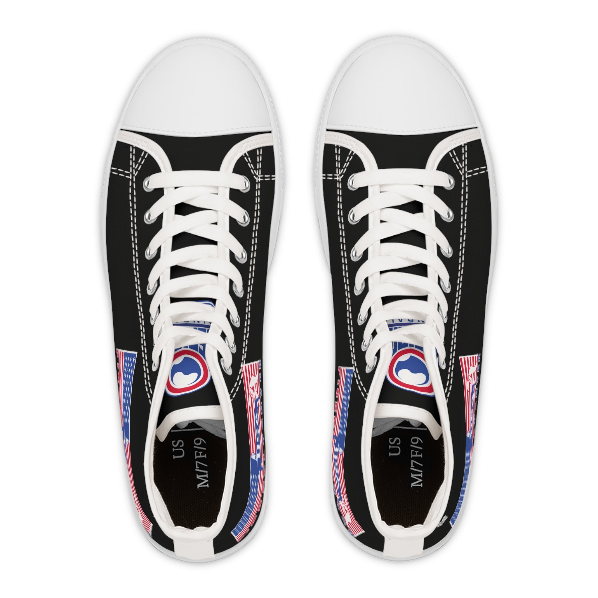 USA PINBALL PLAYER -Women's High Top Sneakers- Black