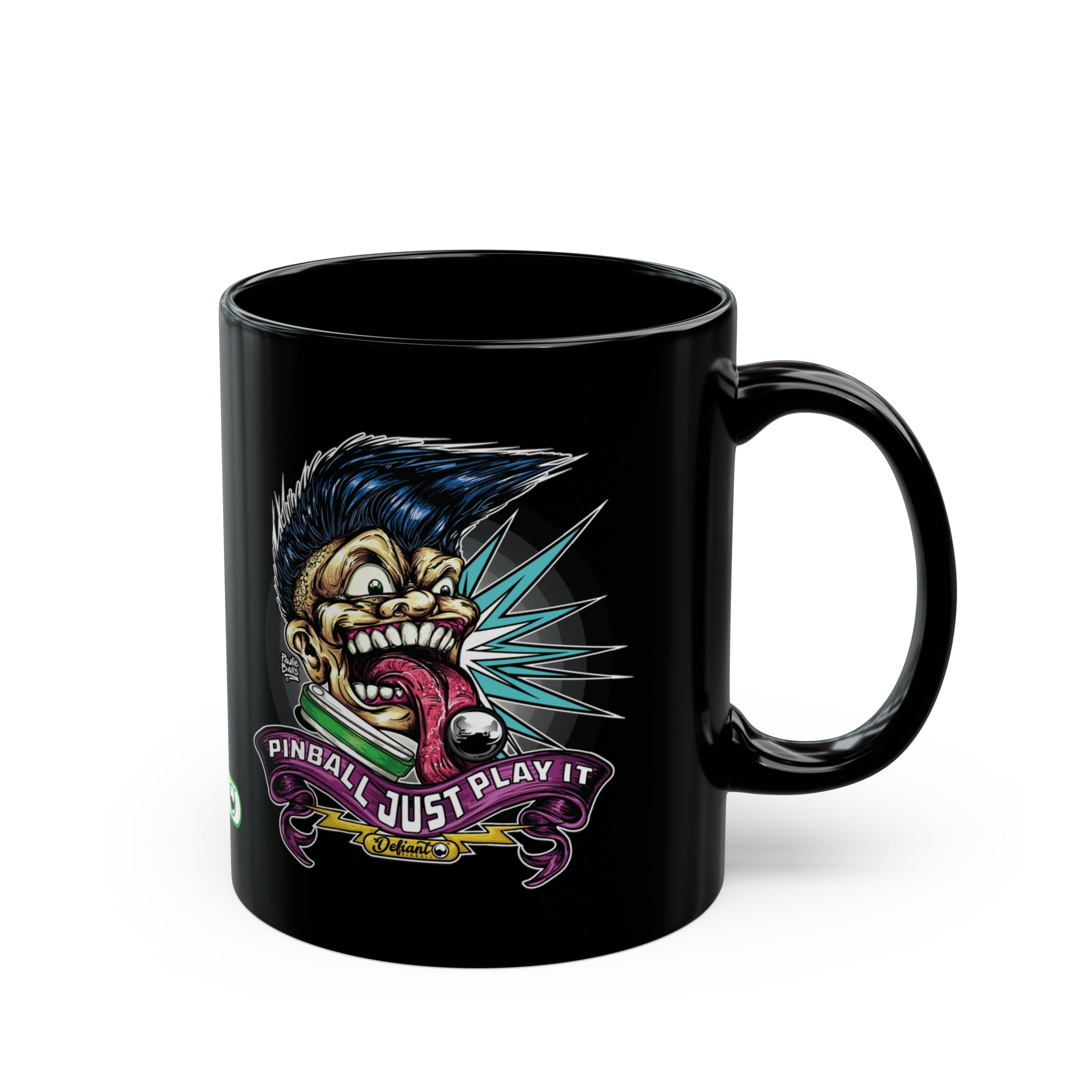 PINBALL JUST PLAY IT (Tongue Version) - Black Mug (11oz, 15oz)