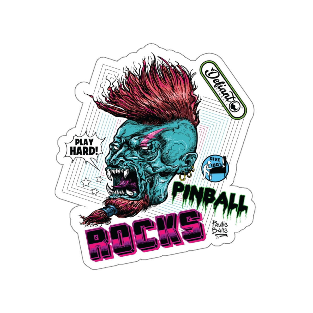 PINBALL ROCKS - (Demon Version) - Die-Cut Stickers