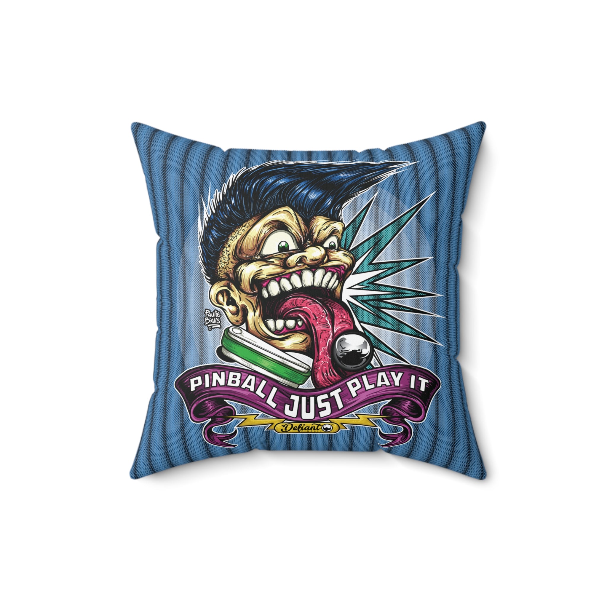 PINBALL JUST PLAY IT (Tongue Version) -  Spun Polyester Square Pillow