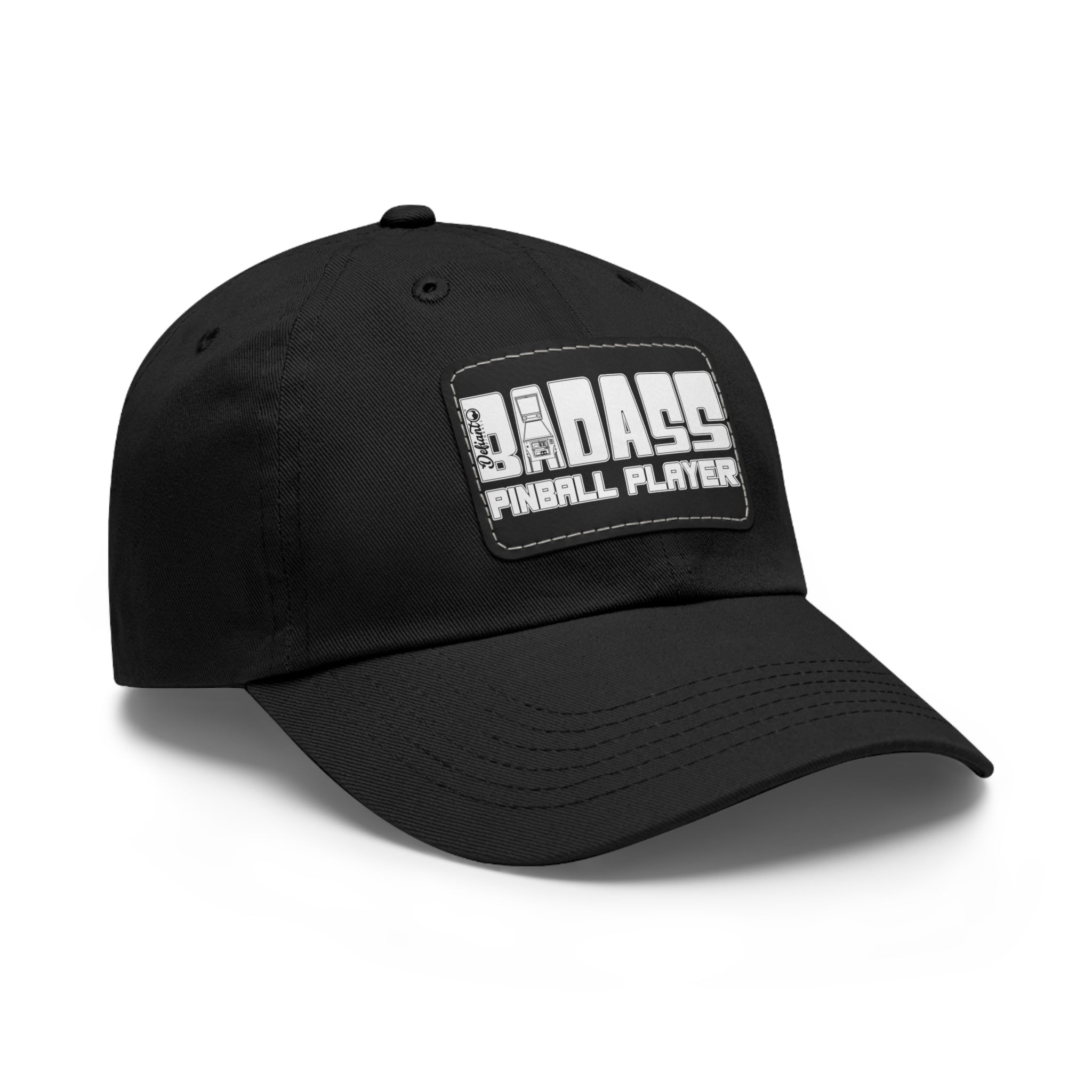 BADASS PINBALL PLAYER - Dad Hat with Leather Patch (Rectangle)