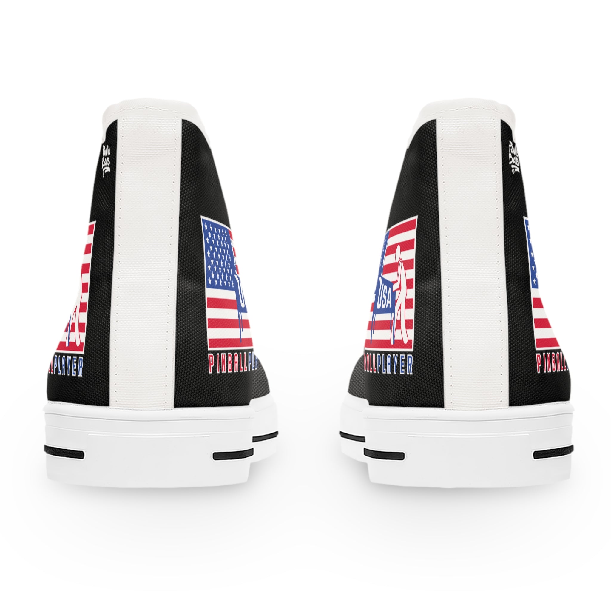 USA PINBALL PLAYER -Women's High Top Sneakers- Black