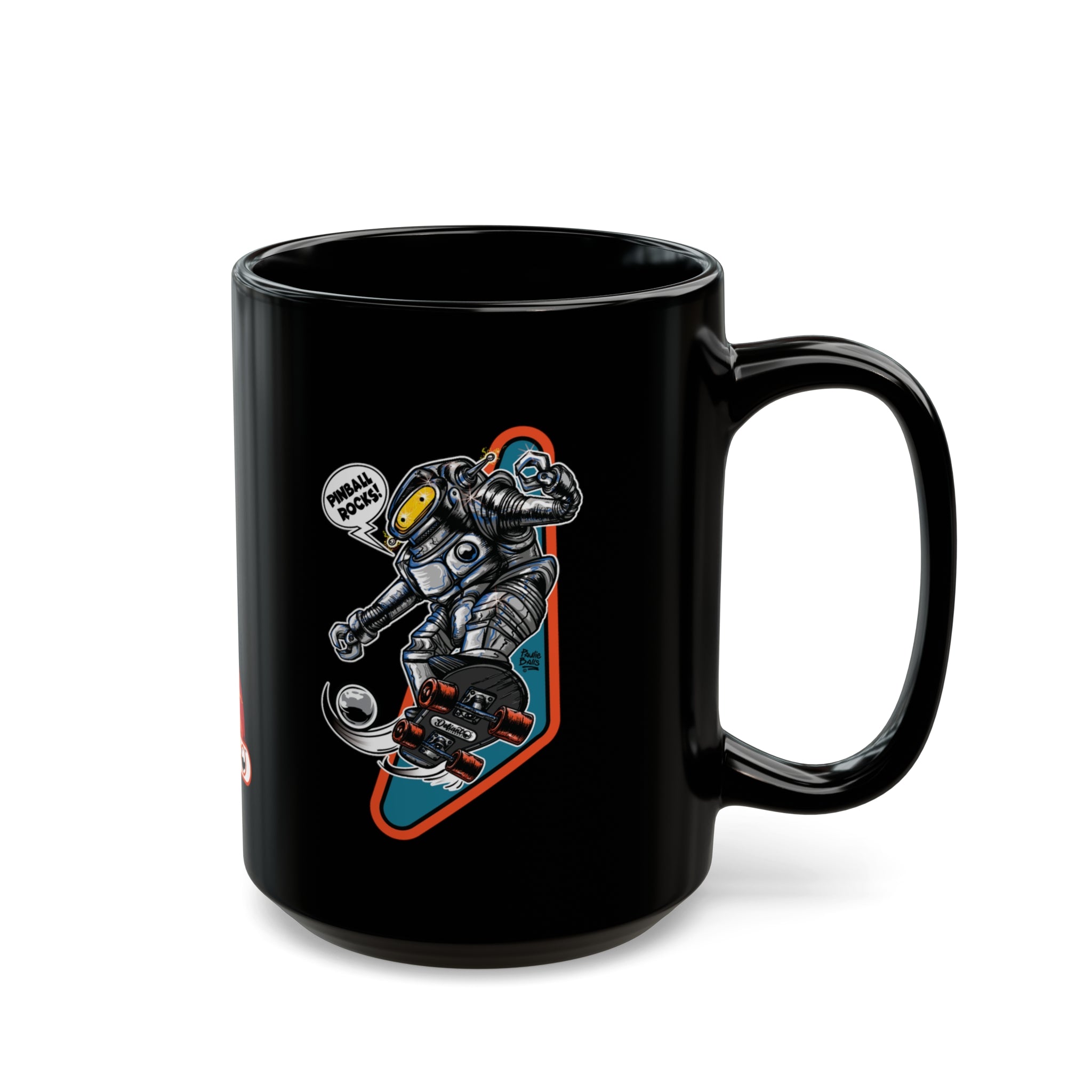 SK8 Pinball Robot - Black Mug (11oz, 15oz)