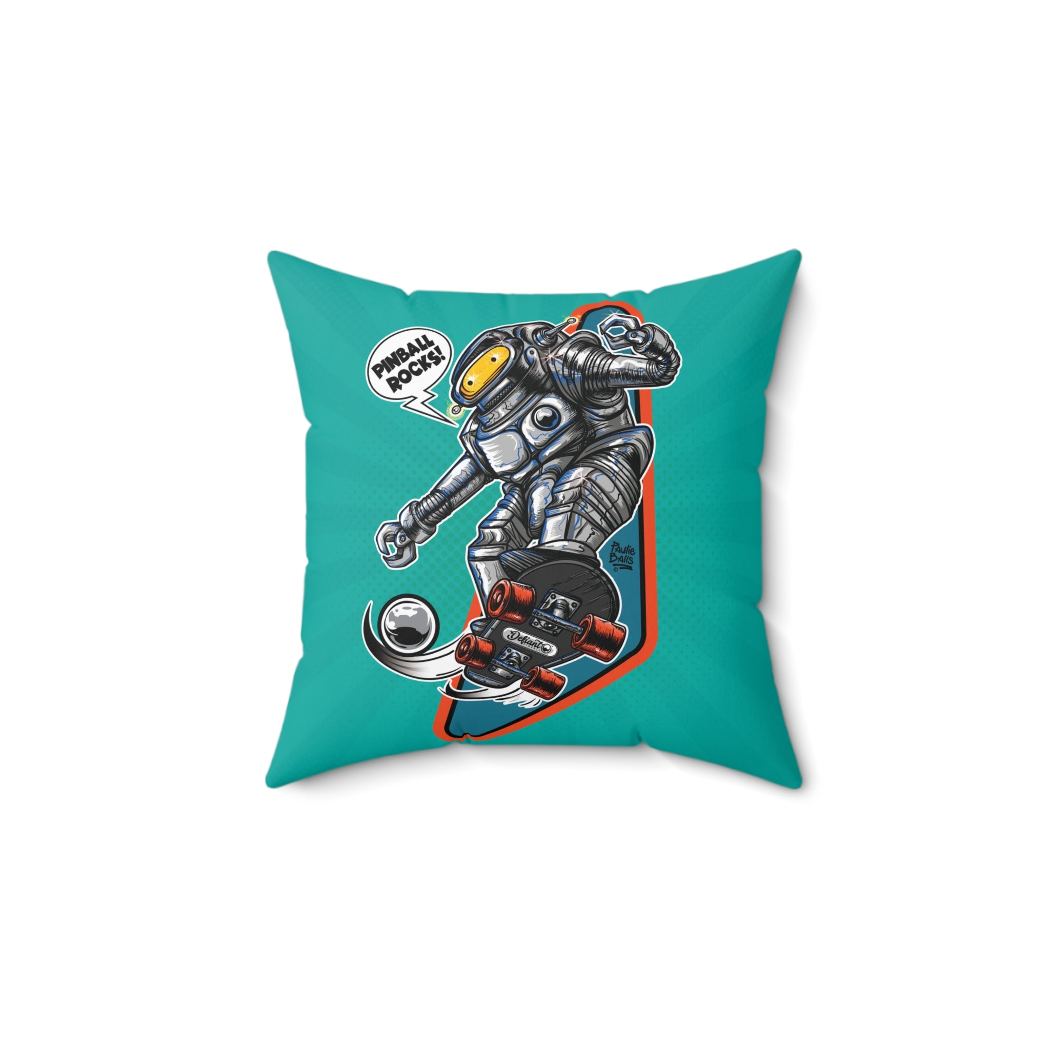 SK8 Pinball Robot -  Spun Polyester Square Pillow