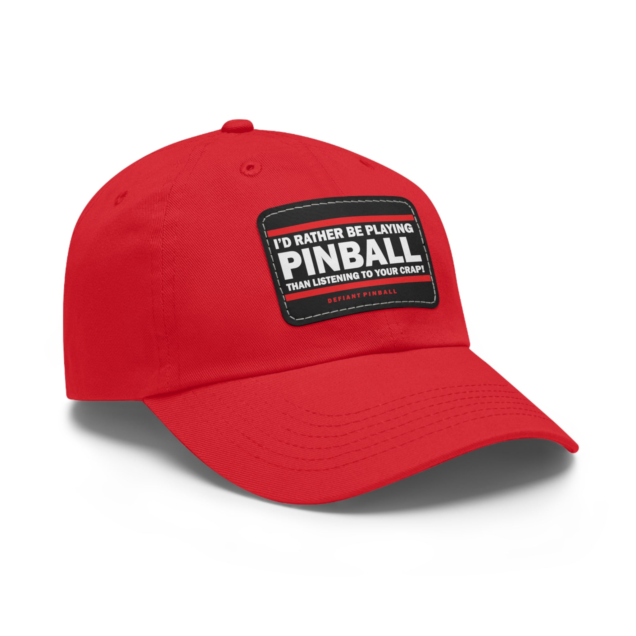I'D RATHER BE PLAYING - Dad Hat with Leather Patch (Rectangle)