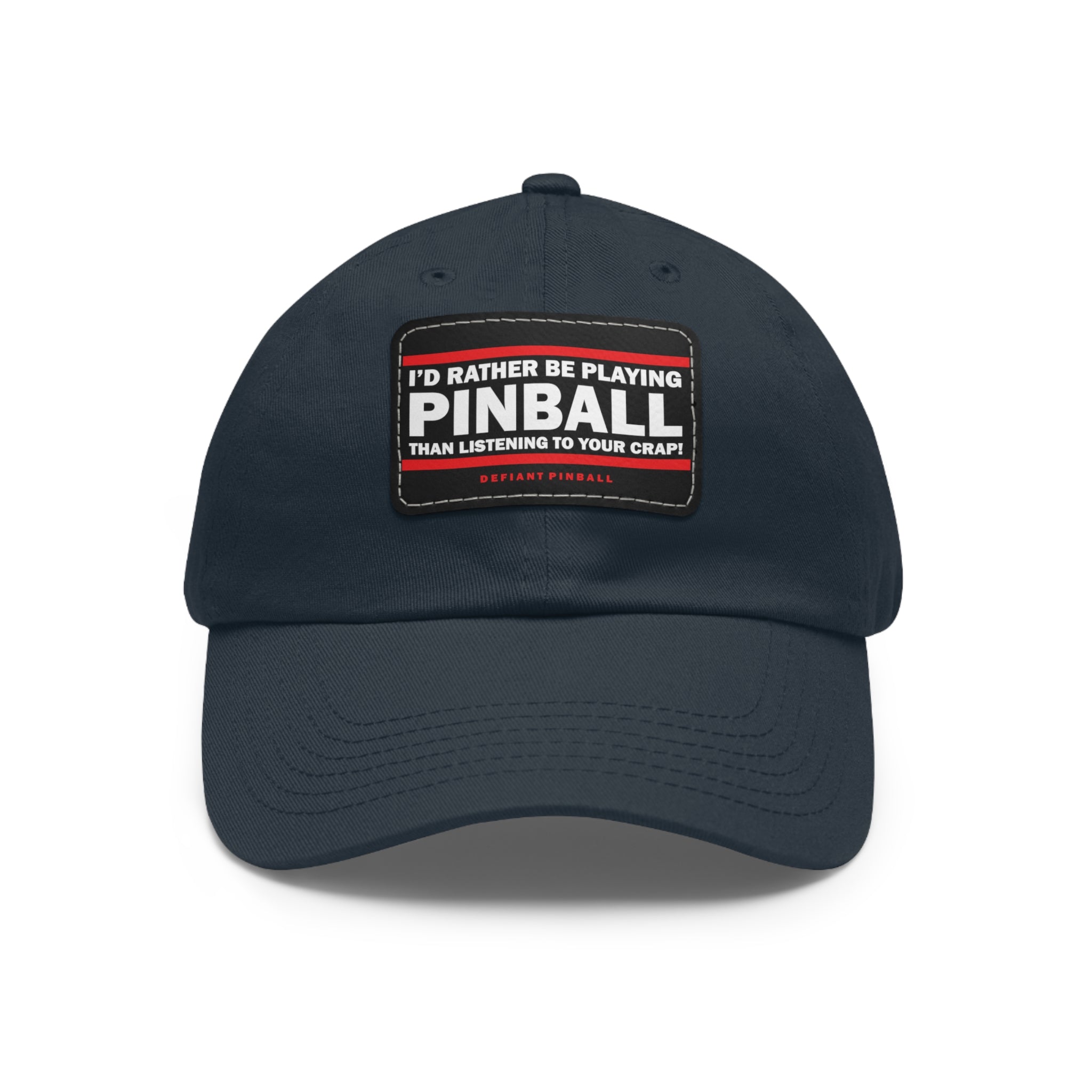 I'D RATHER BE PLAYING - Dad Hat with Leather Patch (Rectangle)