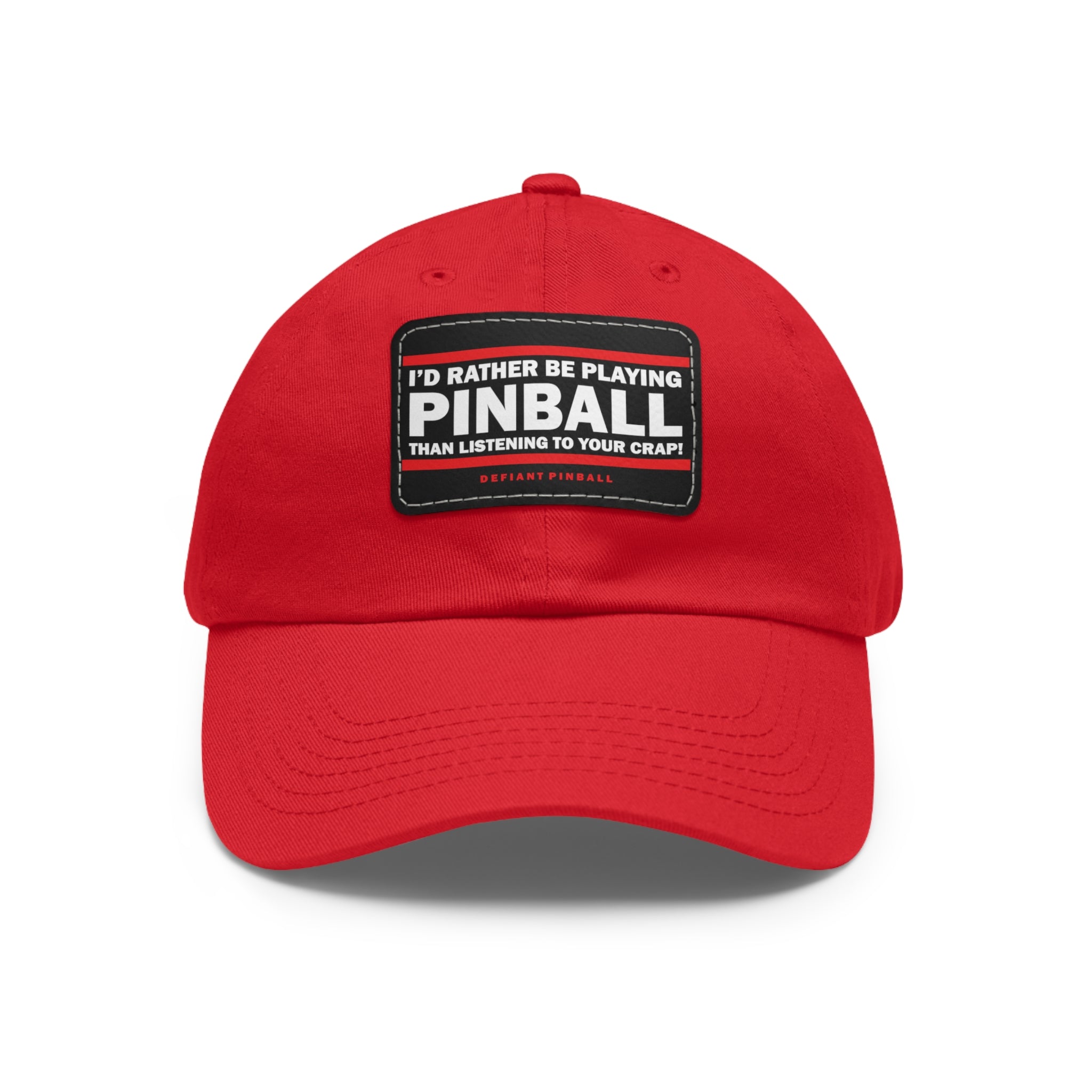 I'D RATHER BE PLAYING - Dad Hat with Leather Patch (Rectangle)