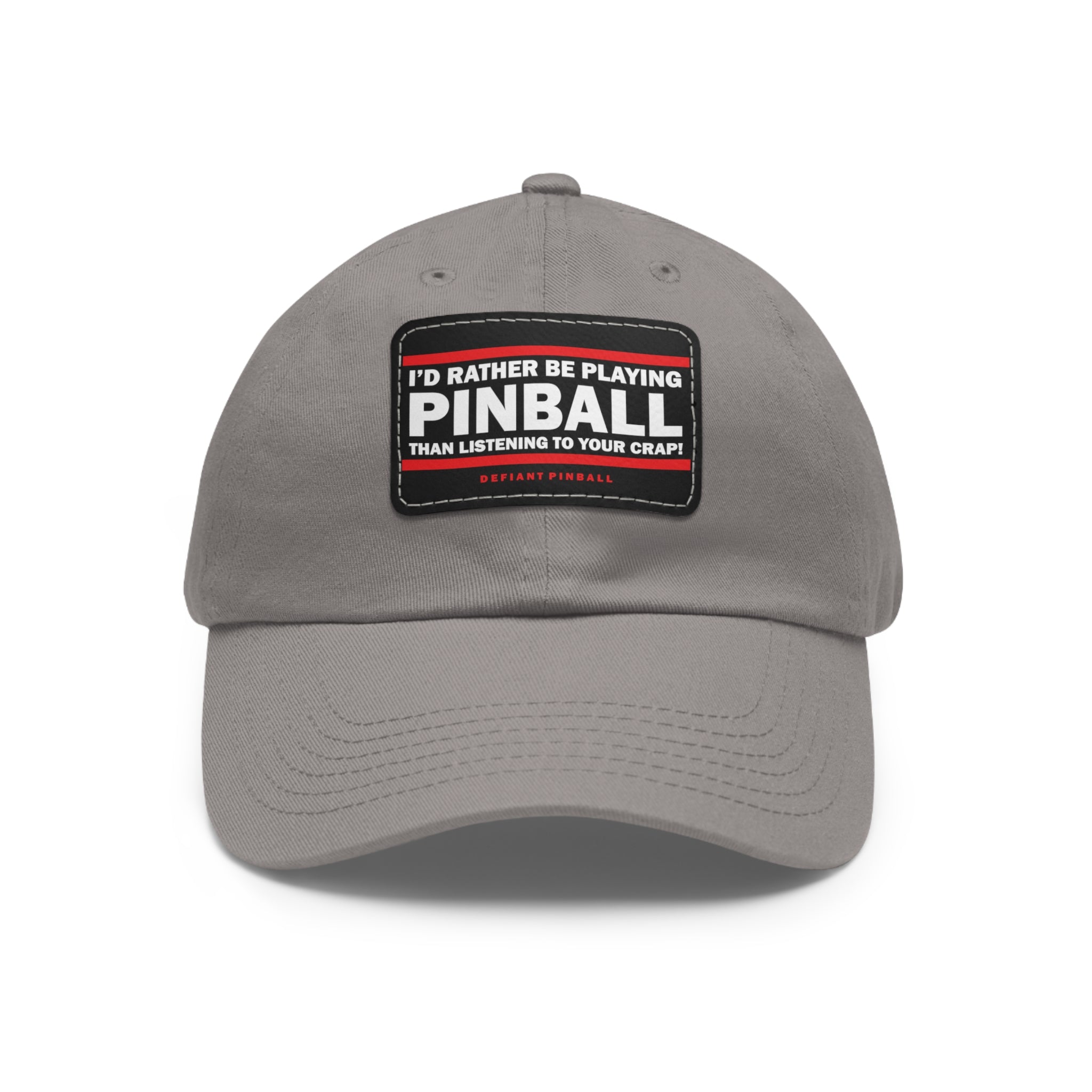 I'D RATHER BE PLAYING - Dad Hat with Leather Patch (Rectangle)