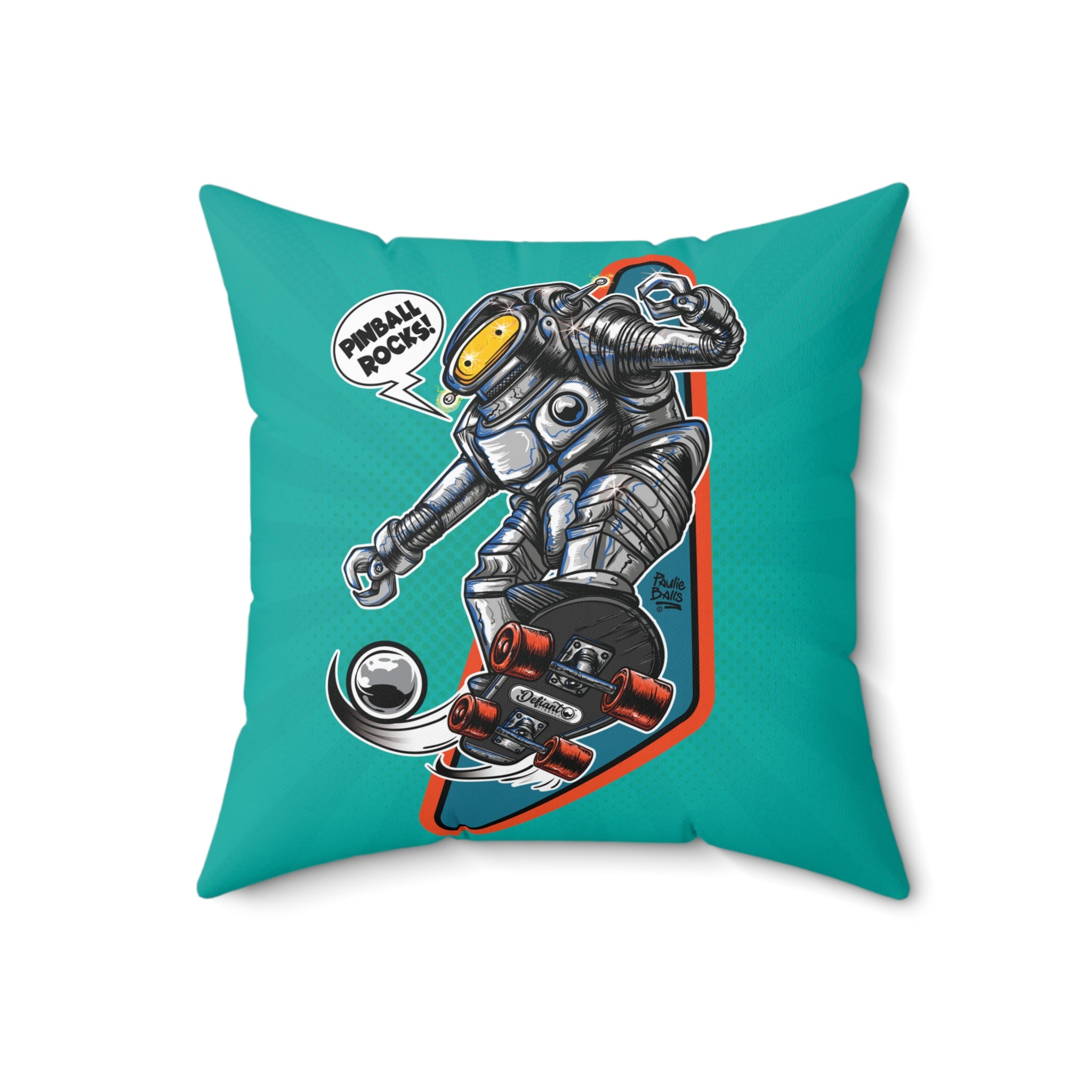 SK8 Pinball Robot -  Spun Polyester Square Pillow