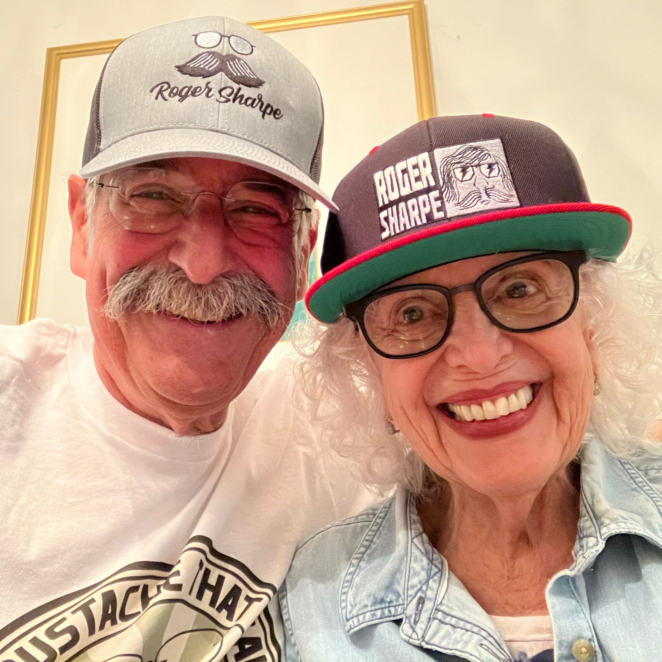Roger Sharpe moustache icon- Snapback Trucker Cap