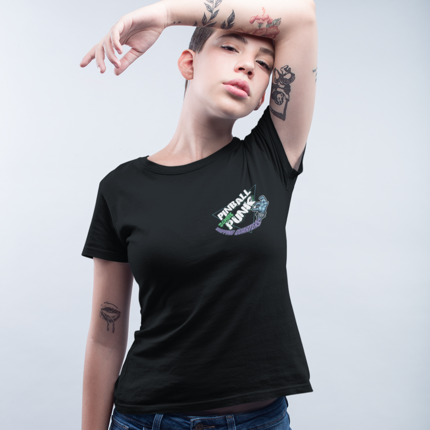 PINBALL Zombie PUNK  - Front & Back Print  Unisex Jersey Short Sleeve Tee